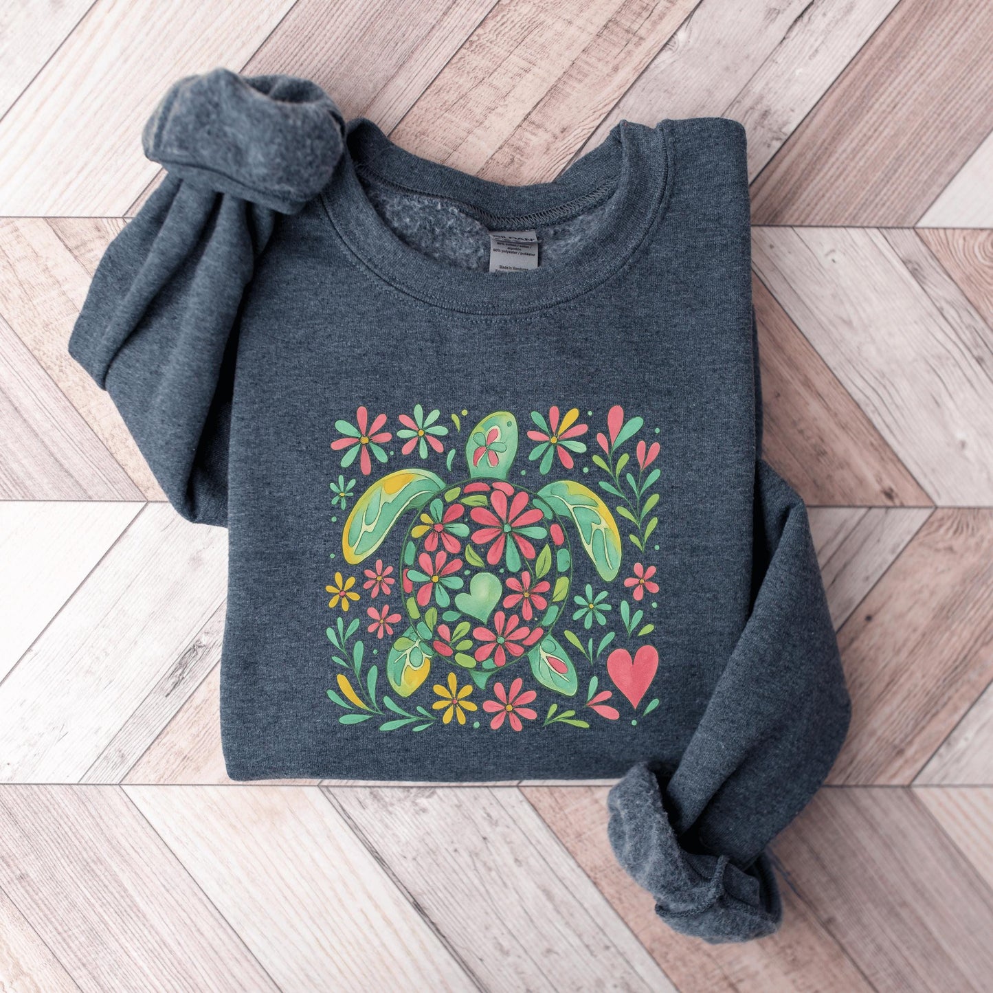 Floral Sea Turtle Sweater