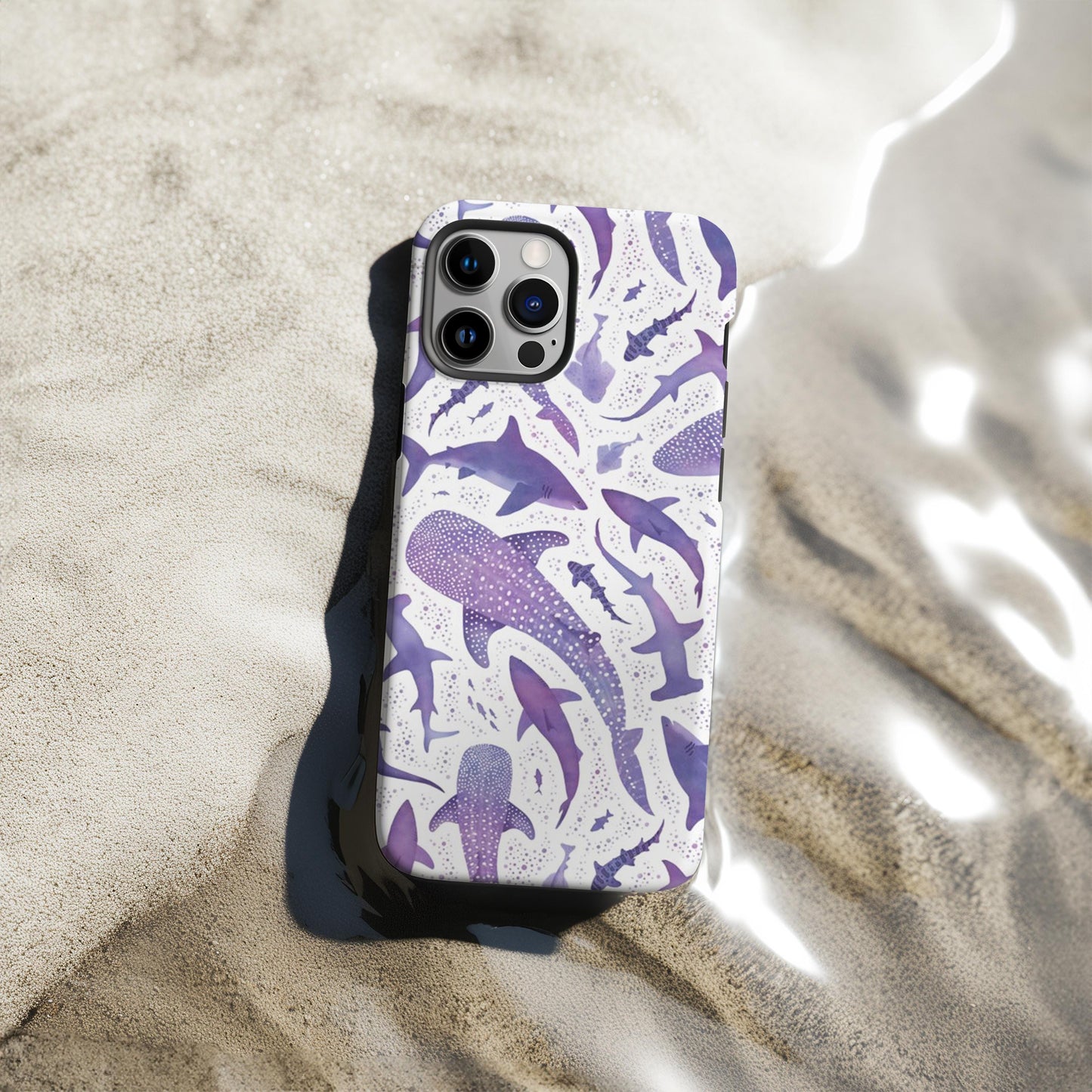Purple Watercolor Whale Shark Case