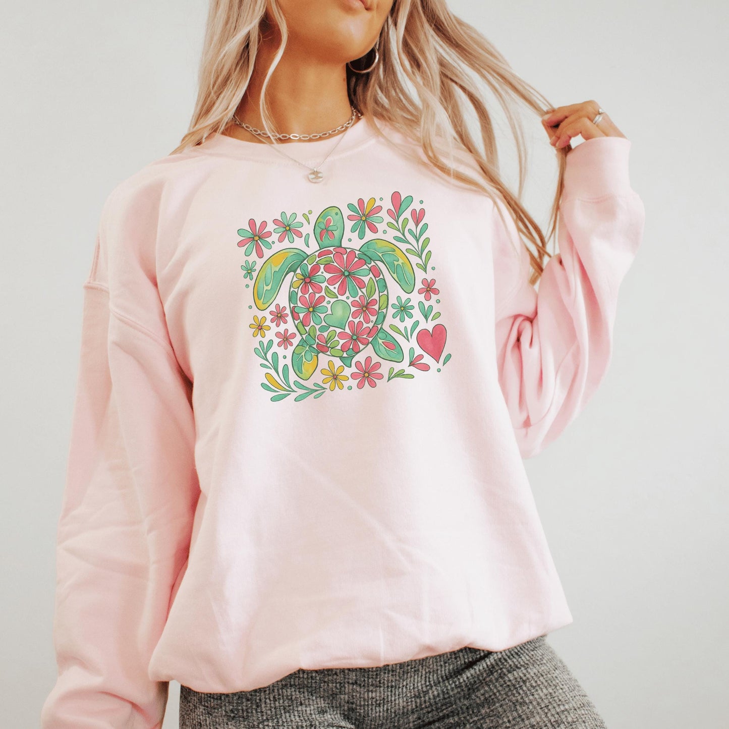 Floral Sea Turtle Sweater