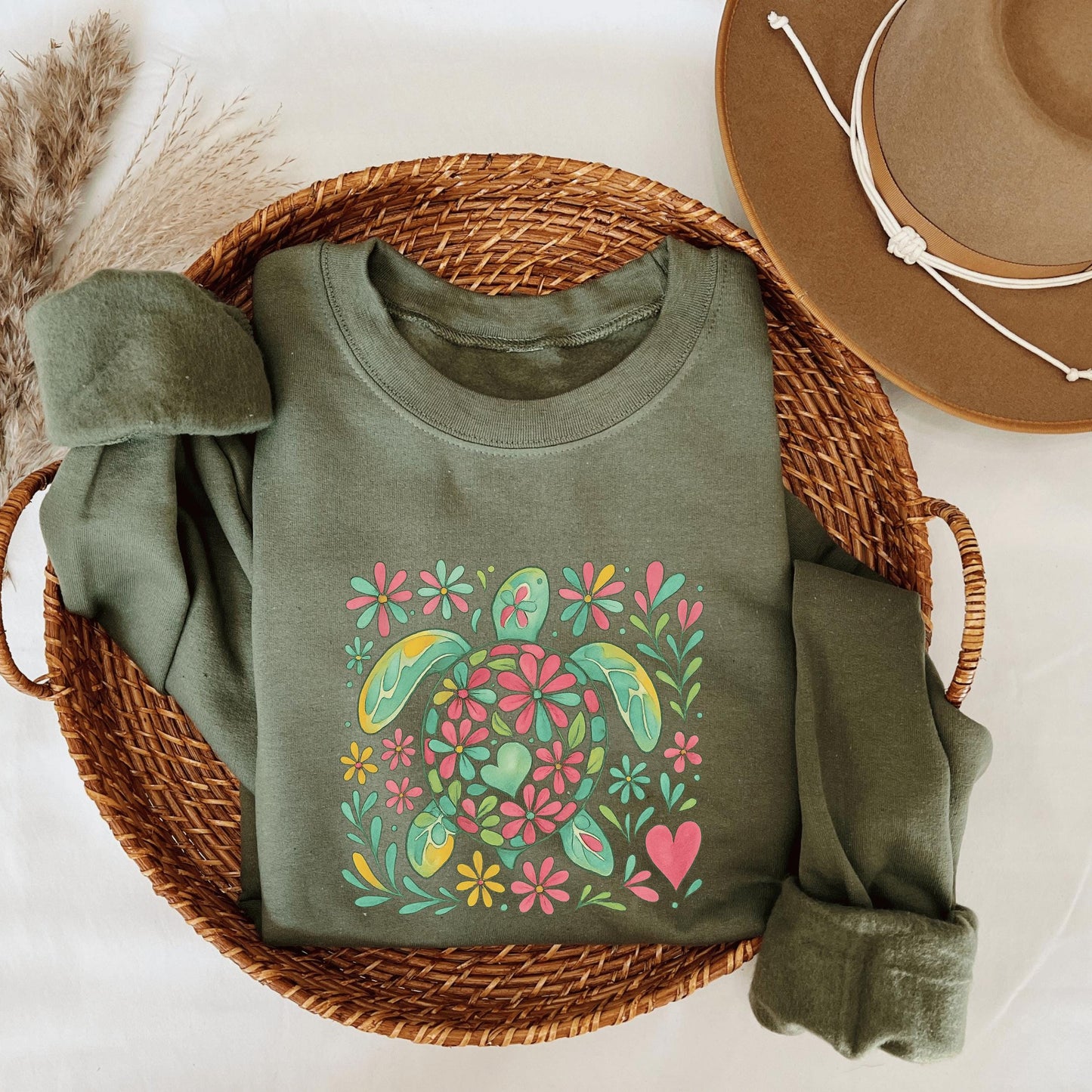 Floral Sea Turtle Sweater