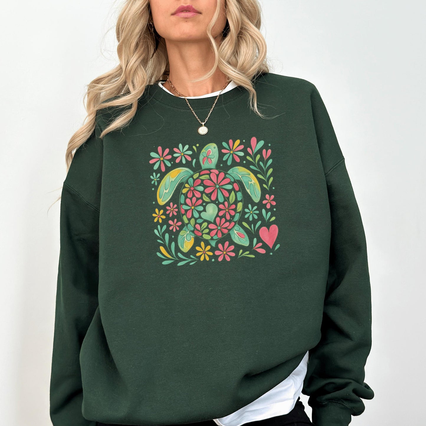 Floral Sea Turtle Sweater