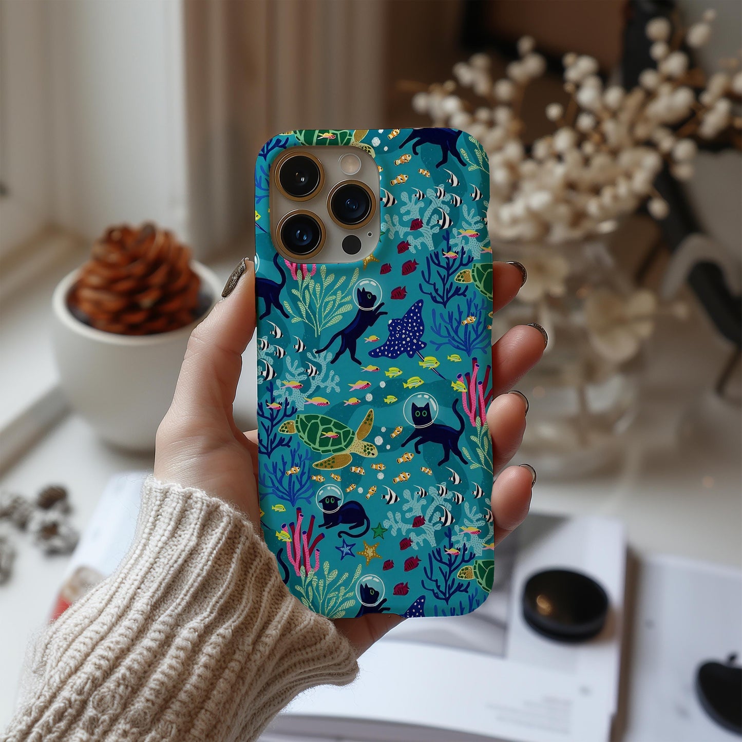 Diving Cat Ocean Phone Case