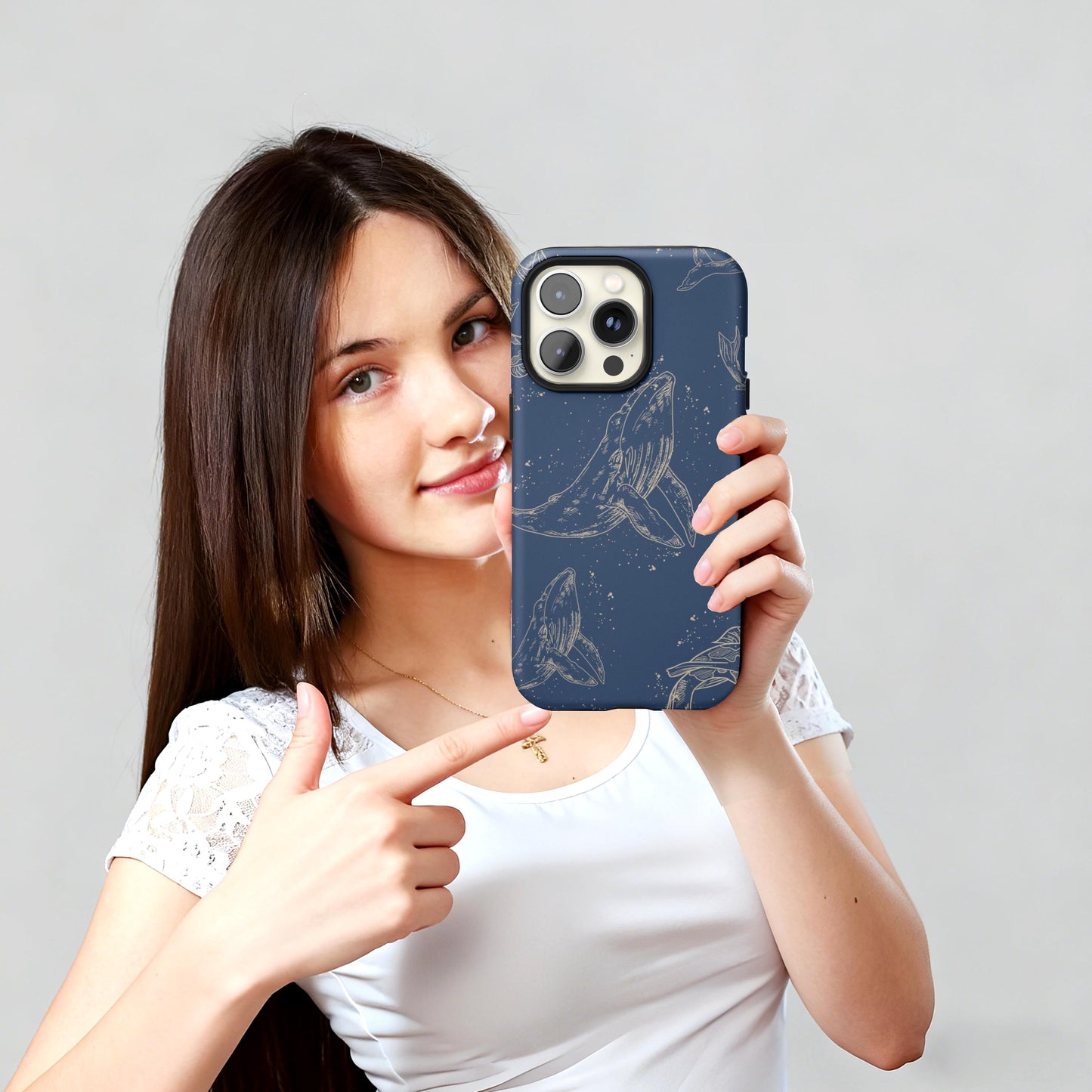 Gold Line Art Whale Phone Case