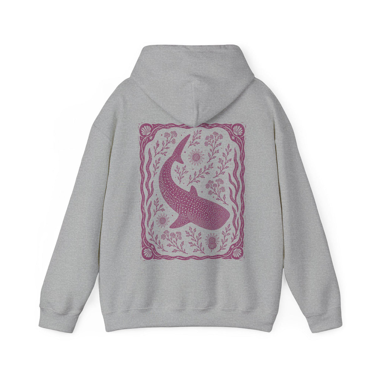 Whale Shark Linocut Style Hoodie