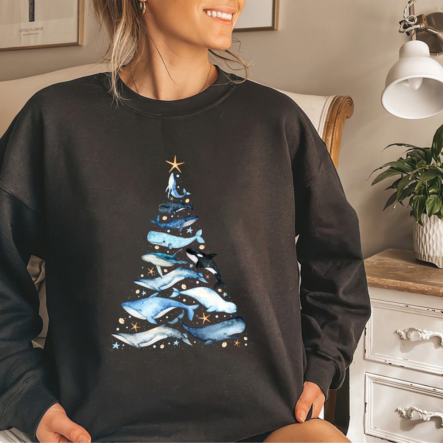 Whale Christmas Tree Sweater