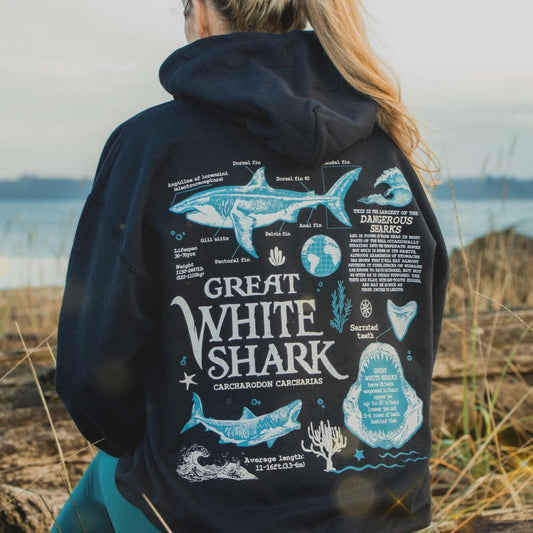 Retro Great White Shark Hoodie