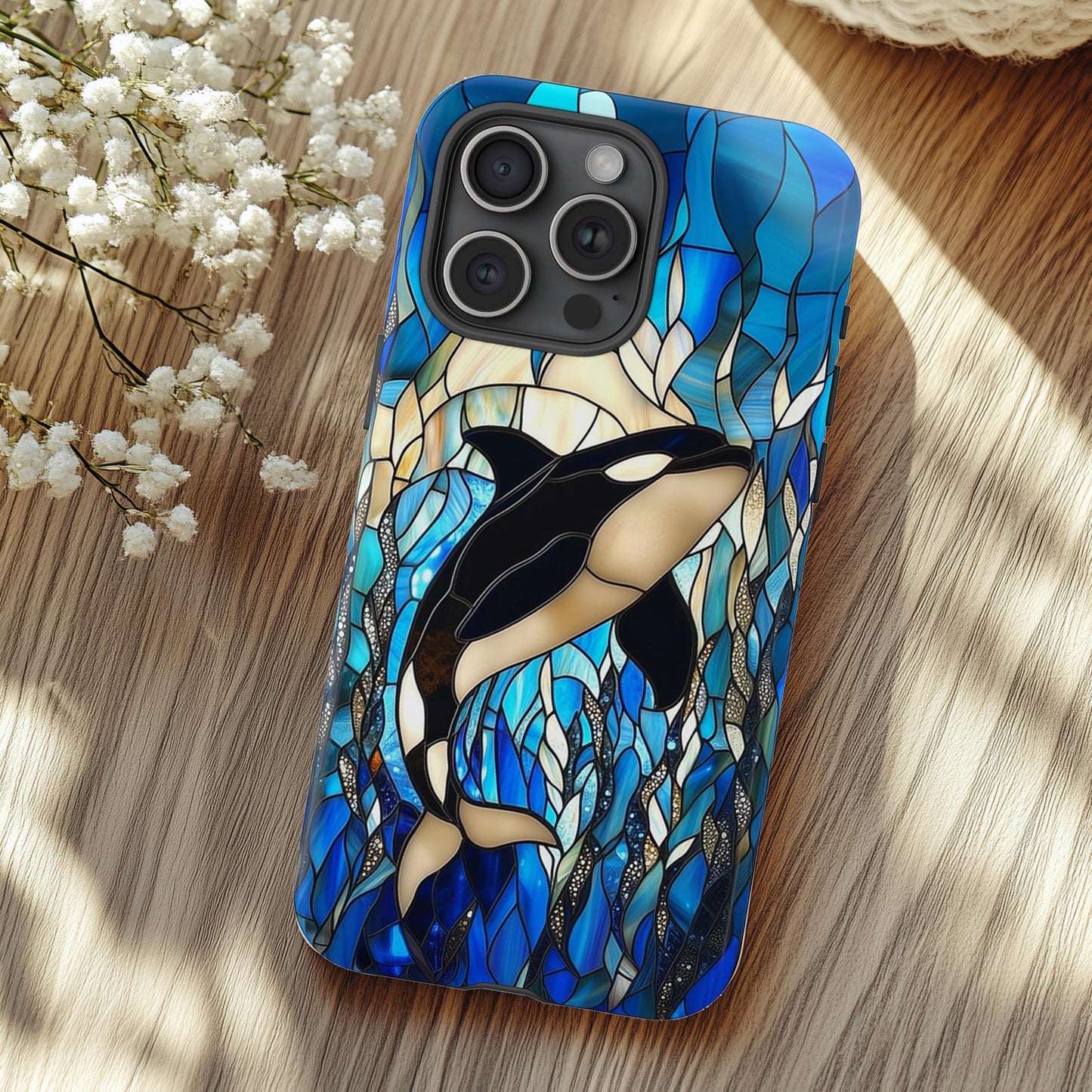 Orca Whale Stained Glass Phone Case