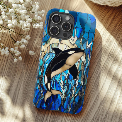 Orca Whale Stained Glass Phone Case