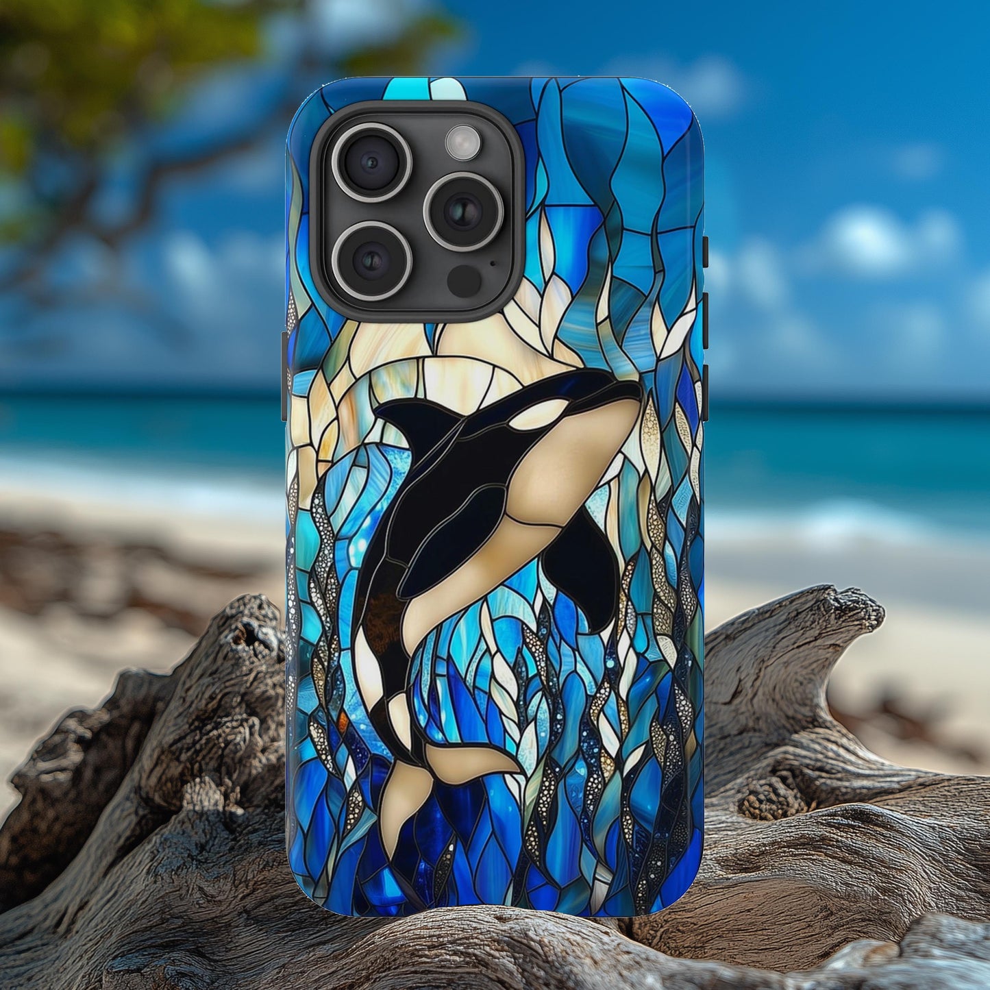 Orca Whale Stained Glass Phone Case