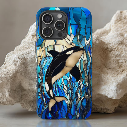 Orca Whale Stained Glass Phone Case