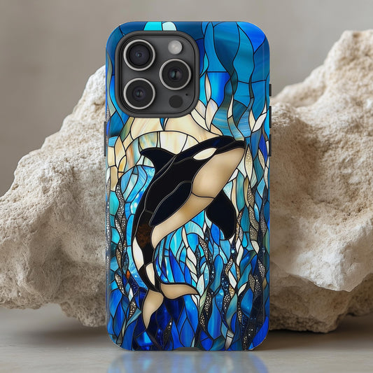Orca Whale Stained Glass Phone Case