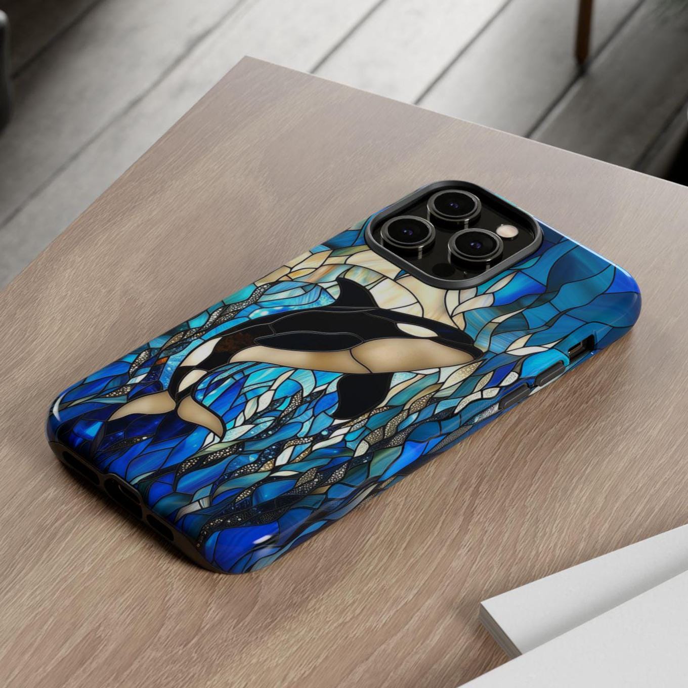 Orca Whale Stained Glass Phone Case