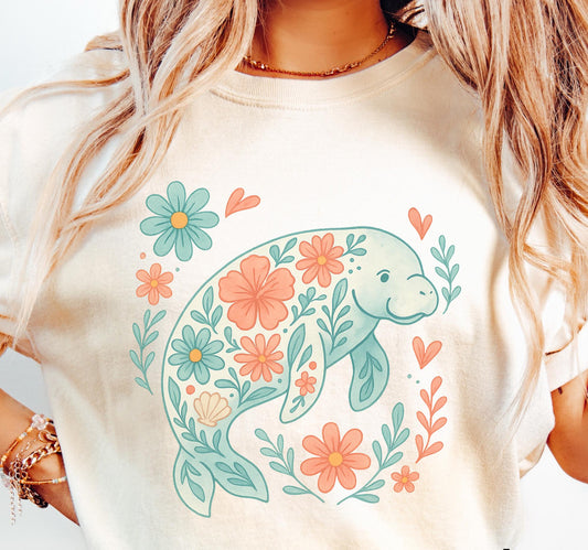 Floral Manatee Tee