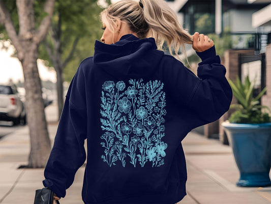 Blue Wildflower Hoodie