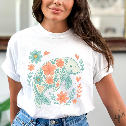 Floral Manatee Tee