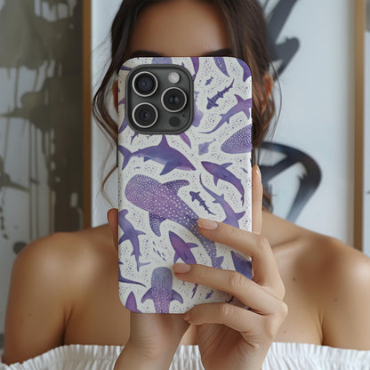Purple Watercolor Whale Shark Case