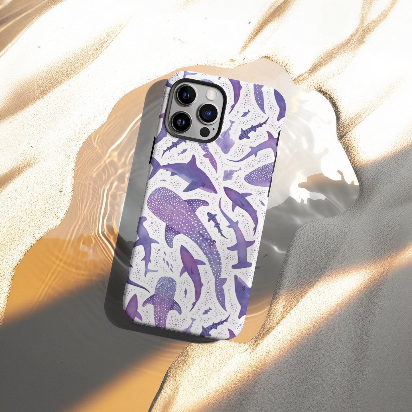 Purple Watercolor Whale Shark Case