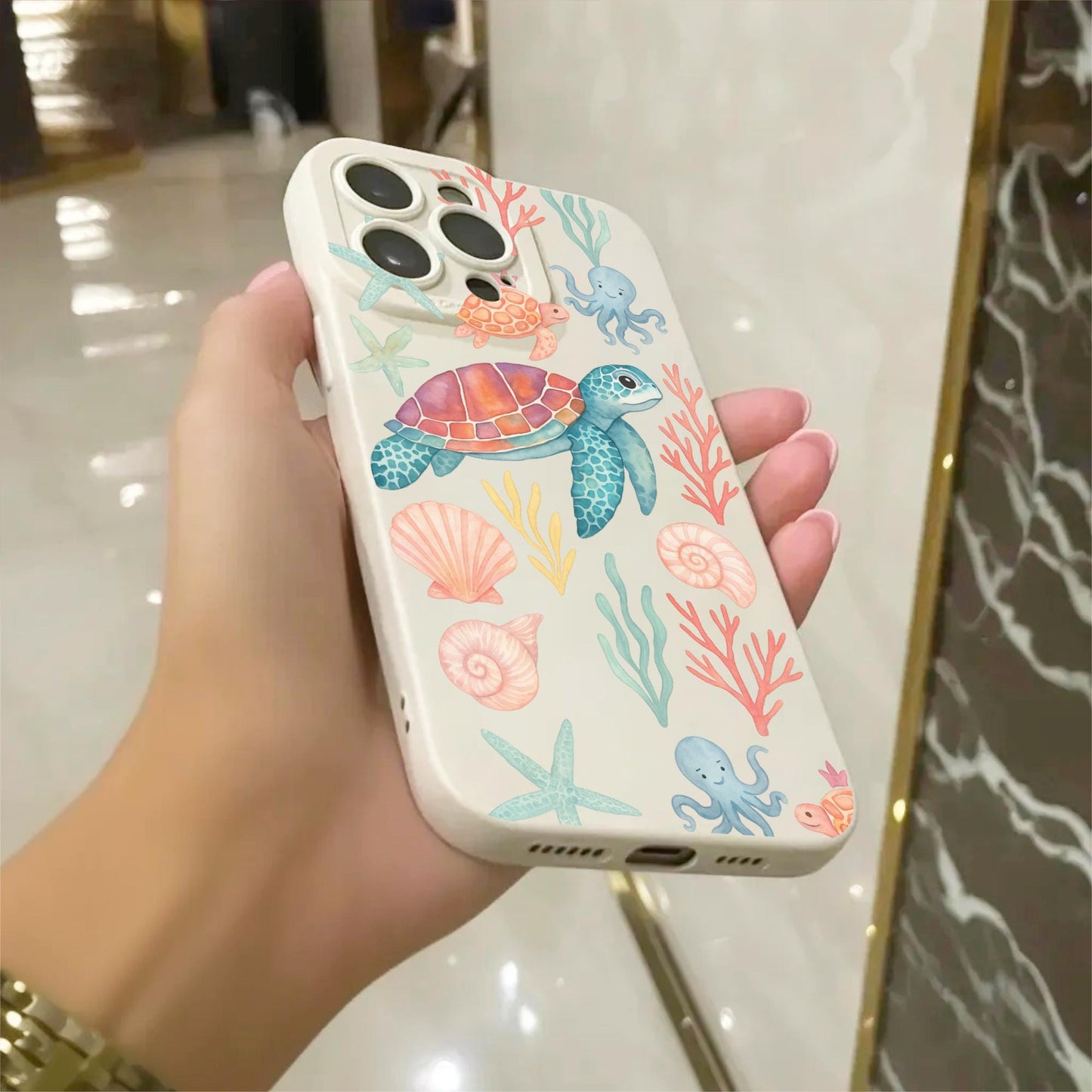 Turtle Shell Sea Life Starfish Beige Case