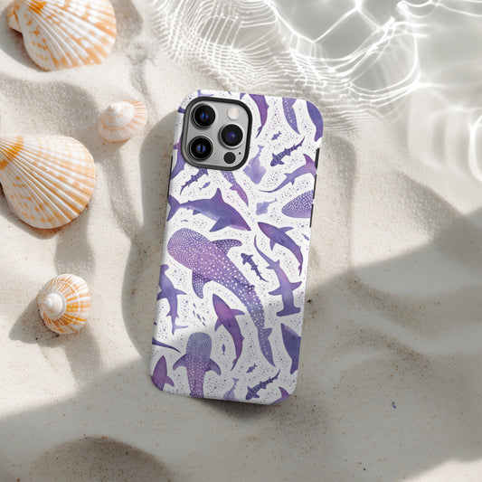 Purple Watercolor Whale Shark Case
