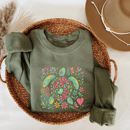Floral Sea Turtle Sweater