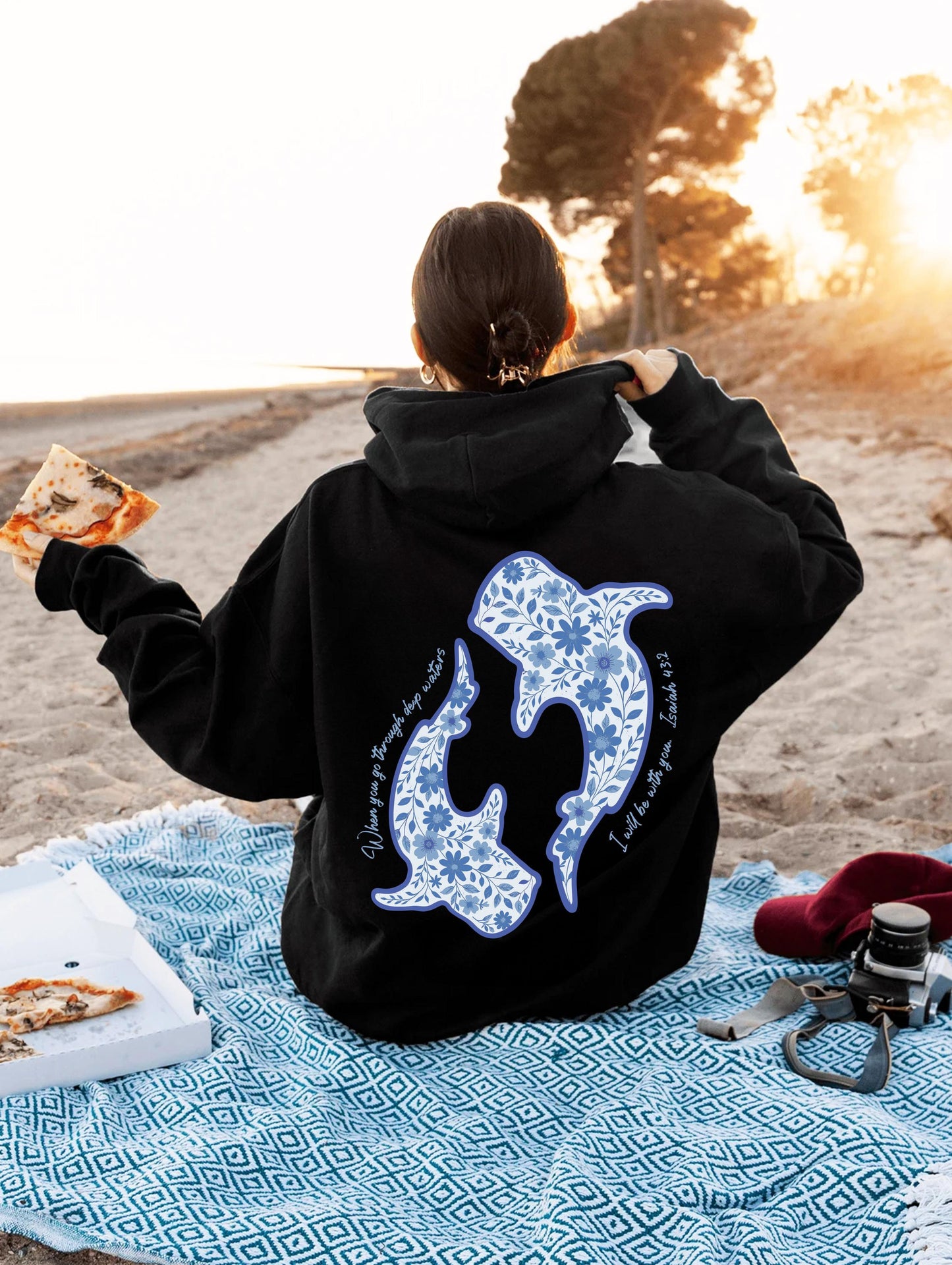 Whale Shark Floral Hoodie