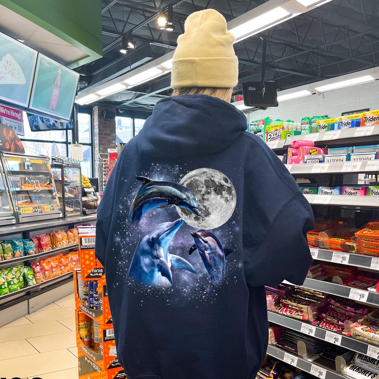 Three Dolphin Moon Hoodie