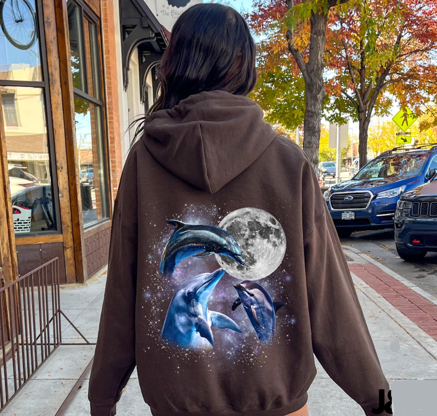 Three Dolphin Moon Hoodie