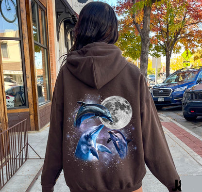 Three Dolphin Moon Hoodie