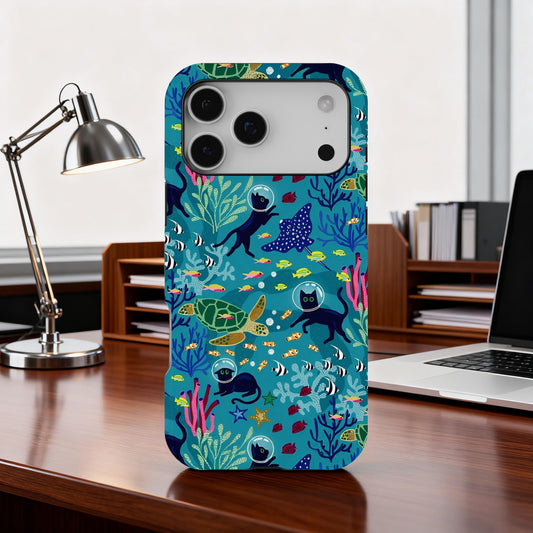 Diving Cat Ocean Phone Case