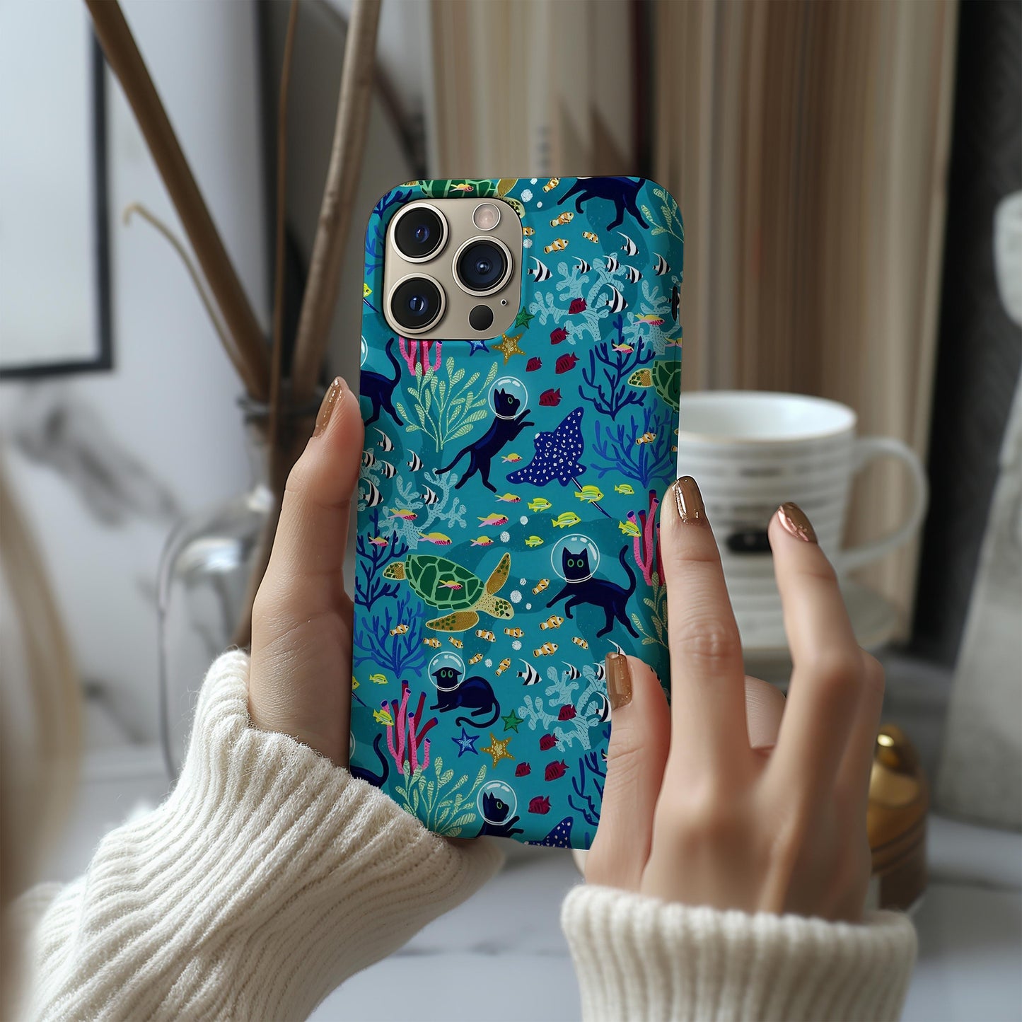 Diving Cat Ocean Phone Case