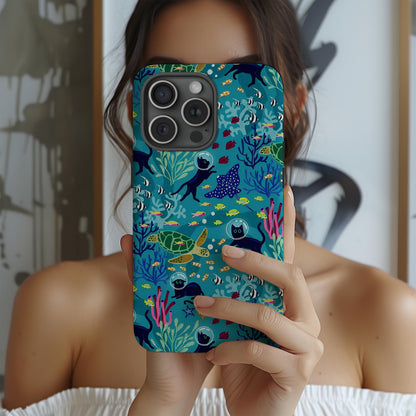 Diving Cat Ocean Phone Case