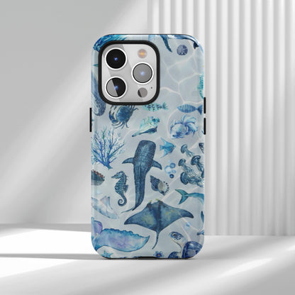 Blue Watercolor Ocean Life Phone Case