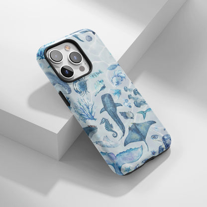 Blue Watercolor Ocean Life Phone Case