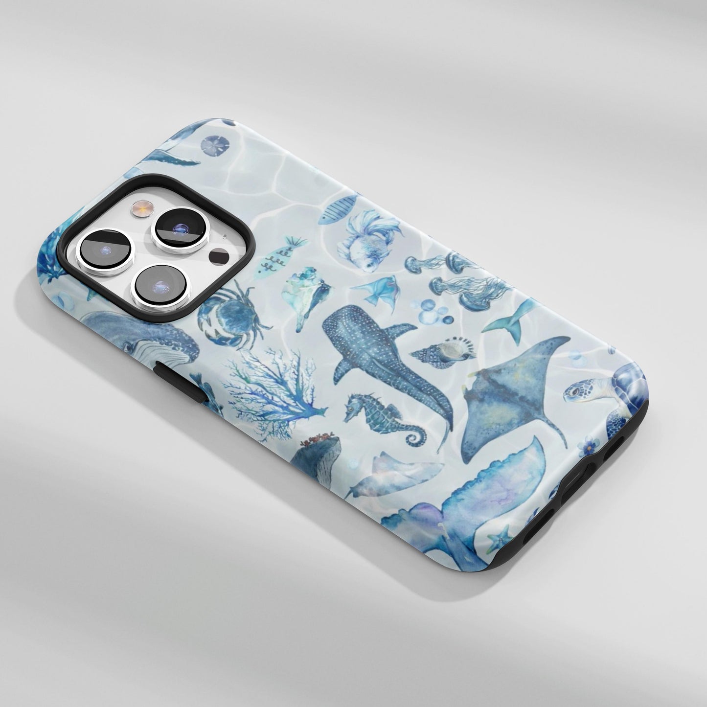 Blue Watercolor Ocean Life Phone Case