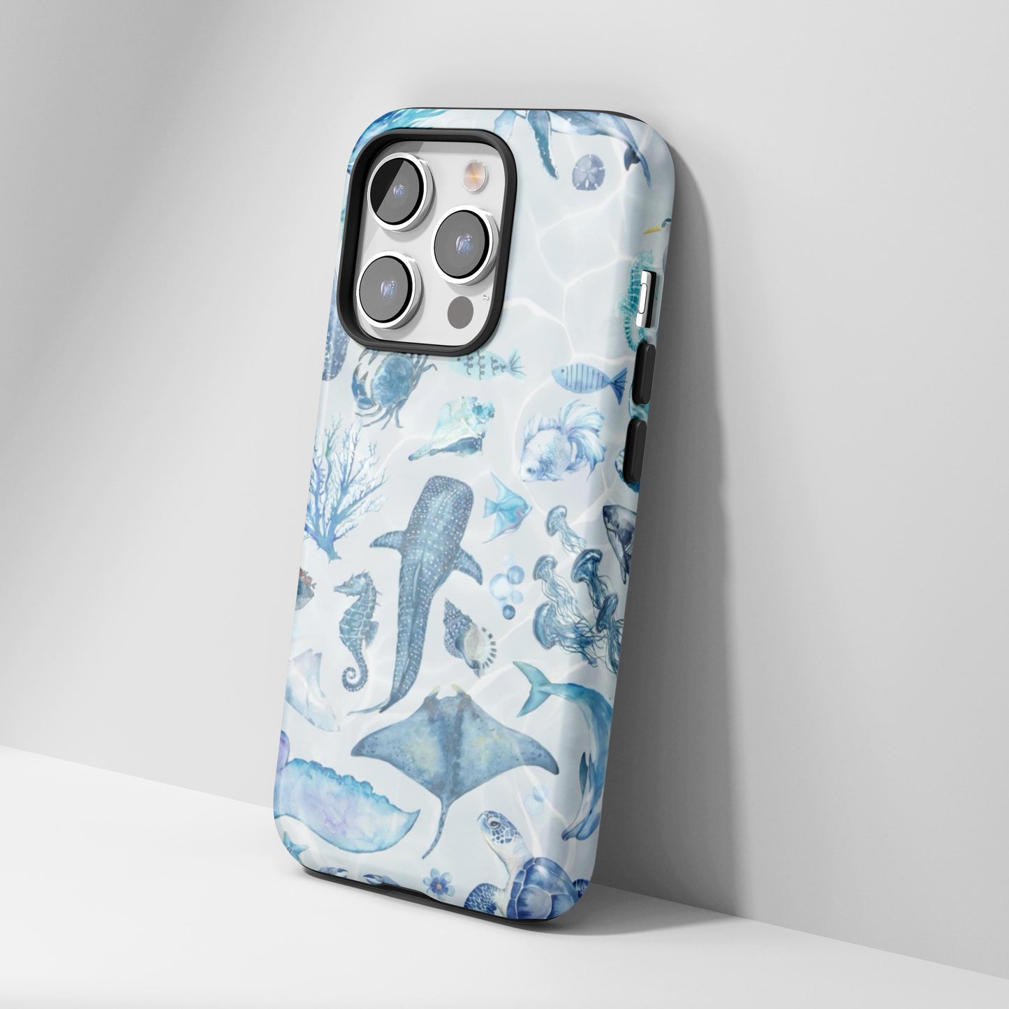 Blue Watercolor Ocean Life Phone Case