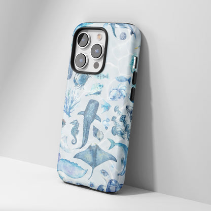 Blue Watercolor Ocean Life Phone Case