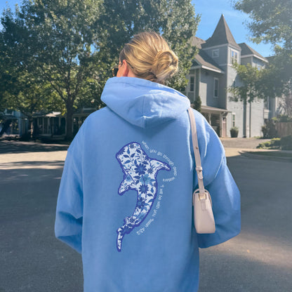 Vintage Whale Shark Floral Hoodie