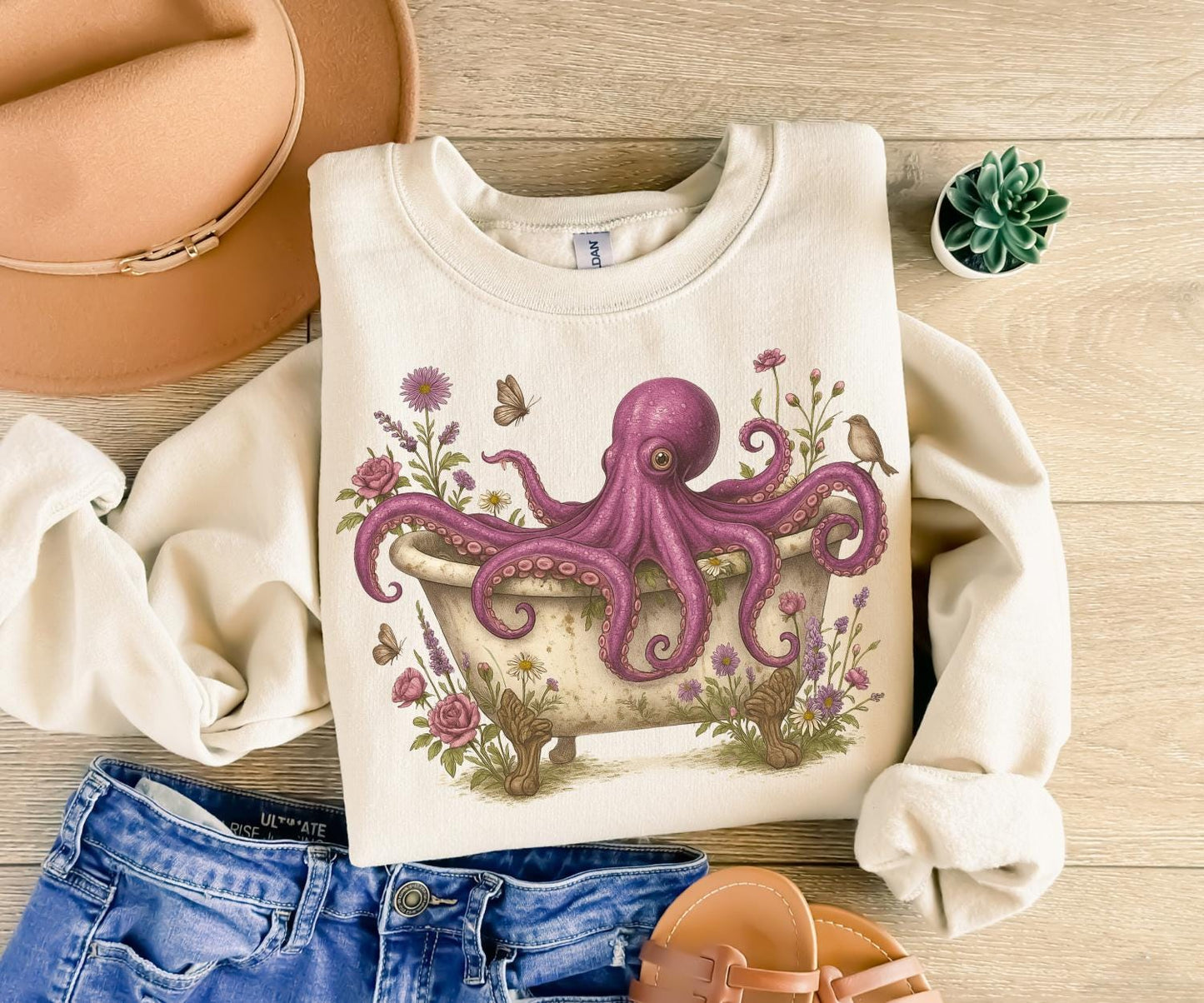 Octopus Floral Bathtub Sweatshirt