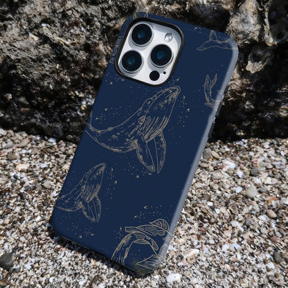 Gold Line Art Whale Phone Case