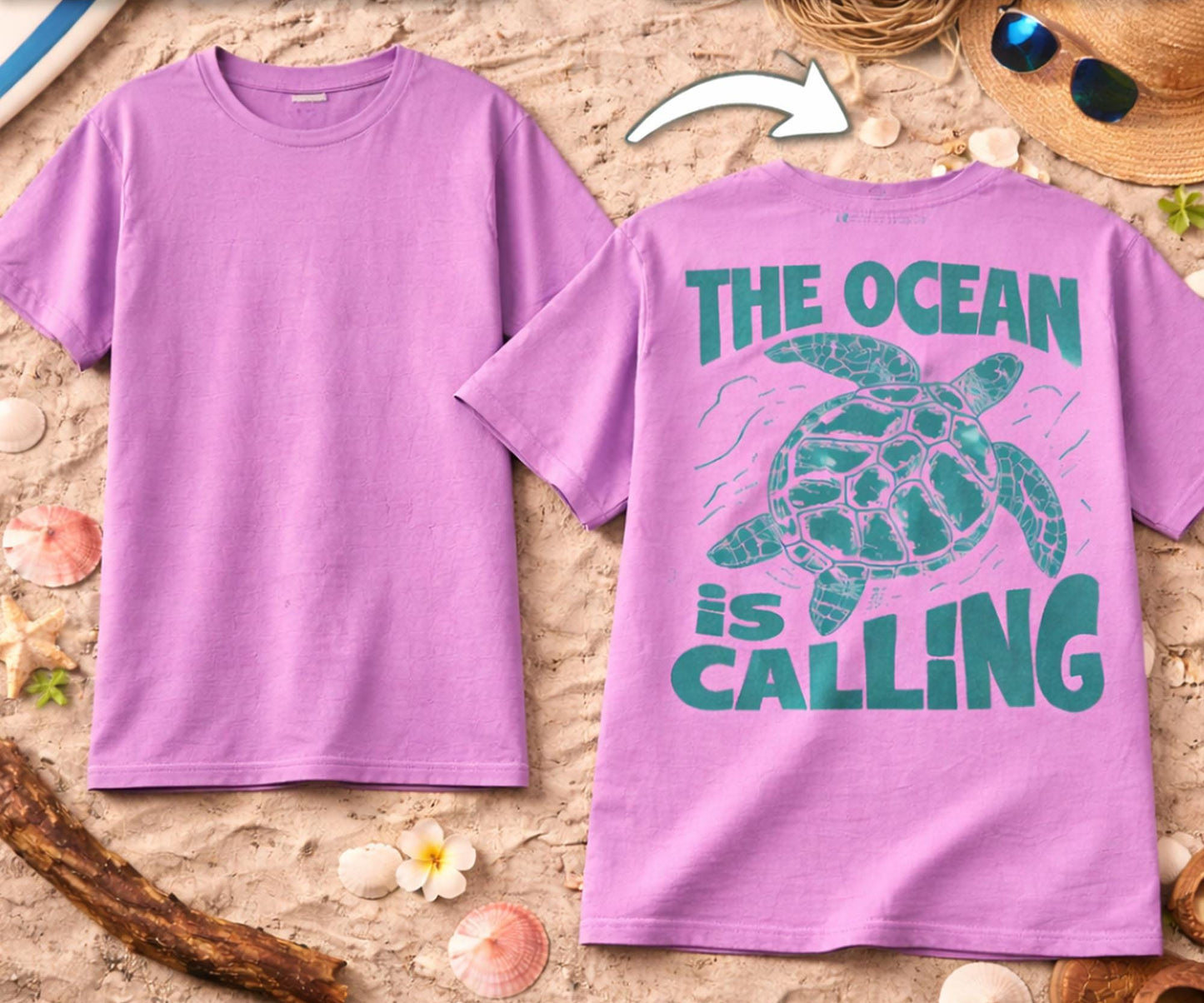 The Ocean Is Calling Turtle Tee