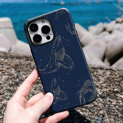 Gold Line Art Whale Phone Case