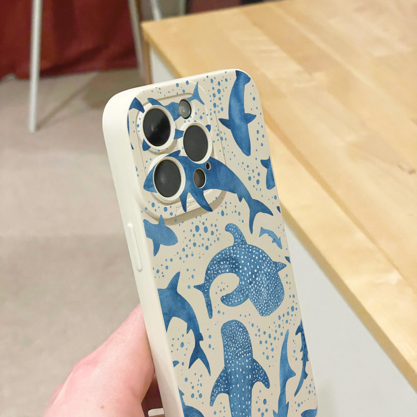 Blue Shark Ocean Pattern Beige Case