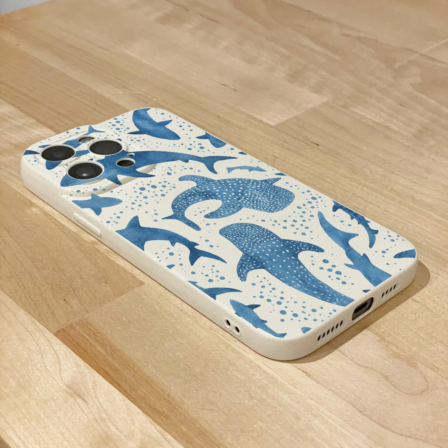 Blue Shark Ocean Pattern Beige Case