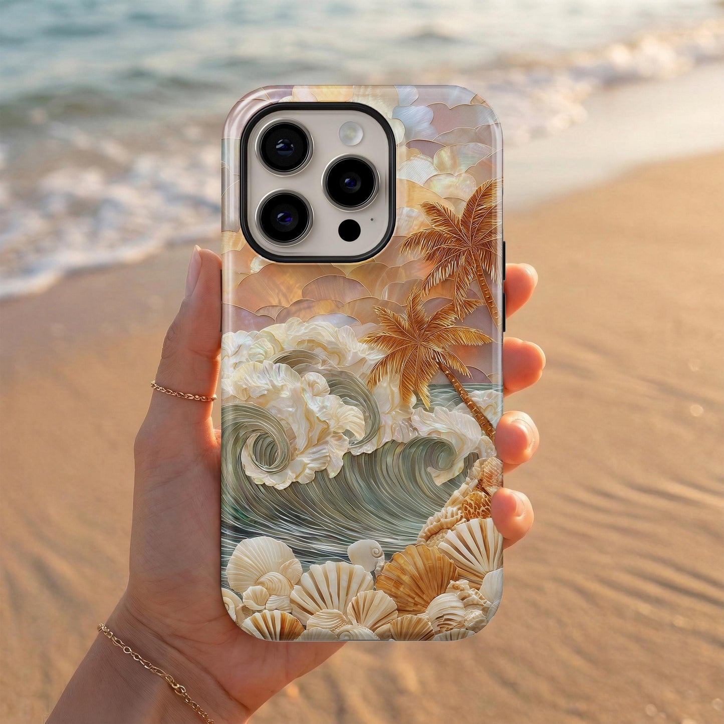 Stained Glass Ocean Waves Phone Case