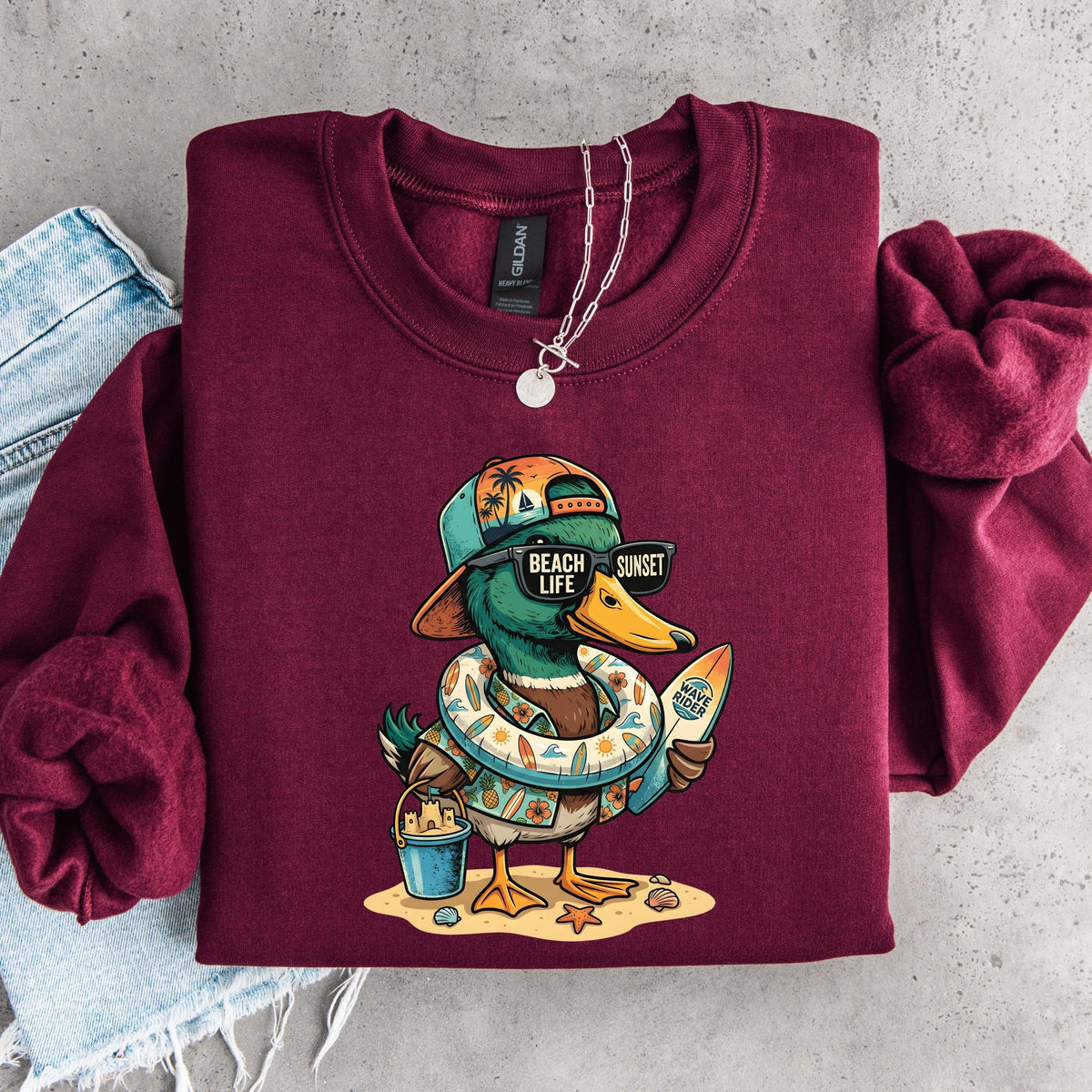 Funny Beach Duck Sweatshirt
