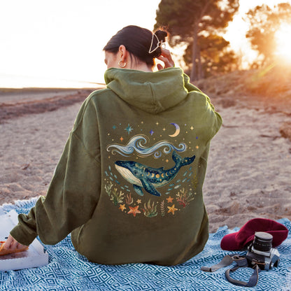 Blue Whale Celestial Waves Hoodie