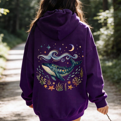 Blue Whale Celestial Waves Hoodie