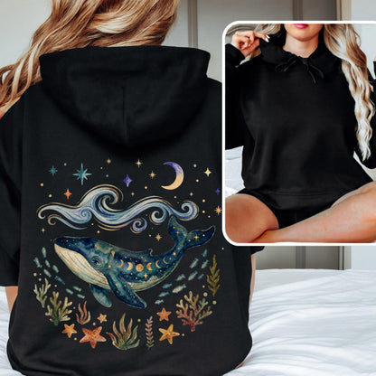 Blue Whale Celestial Waves Hoodie