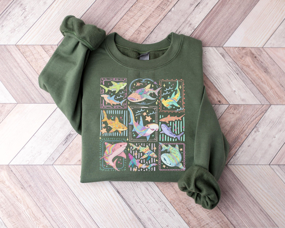 Retro Shark Species Sweater